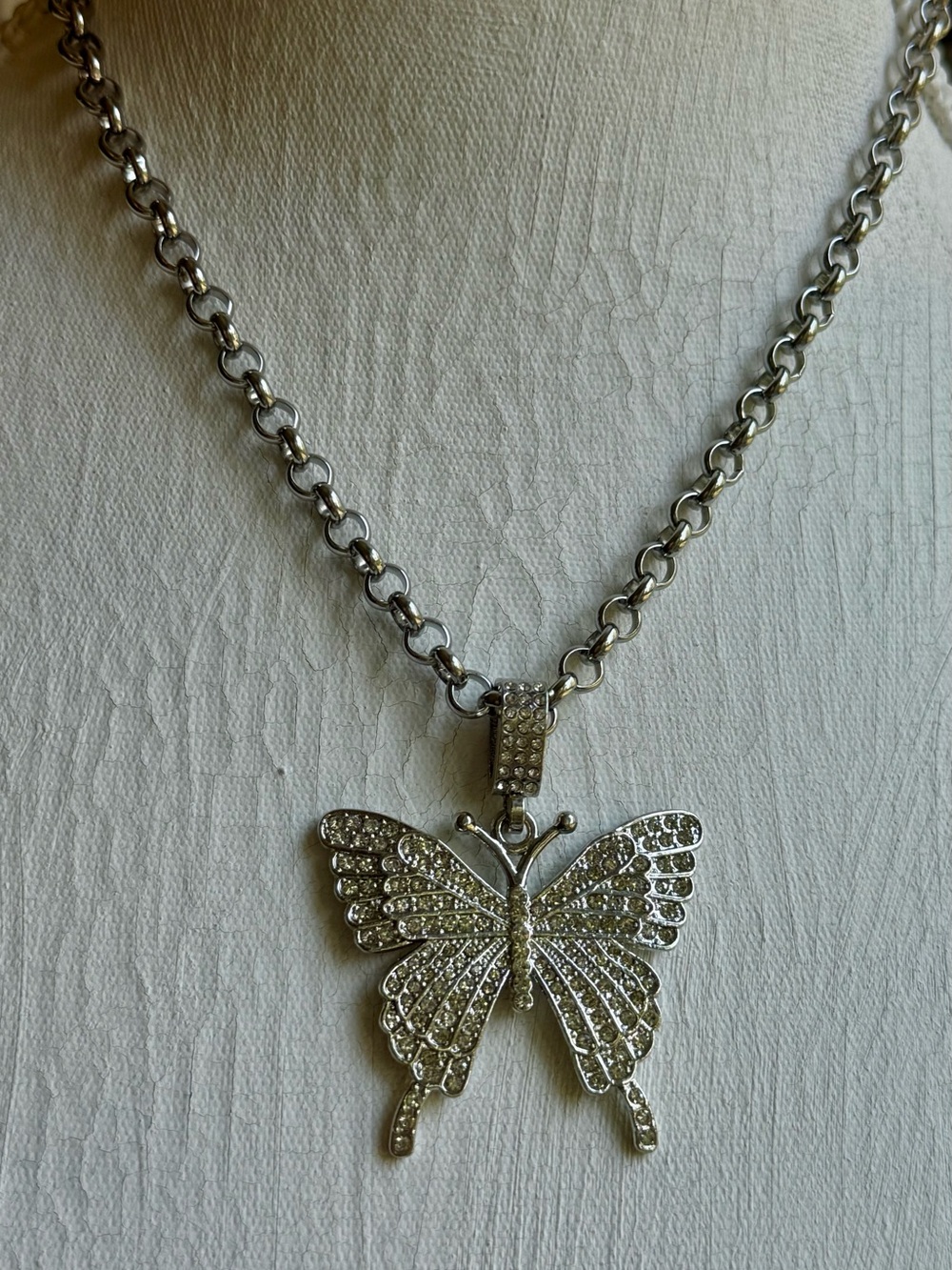 Butterfly Rhinestone Pave Necklace